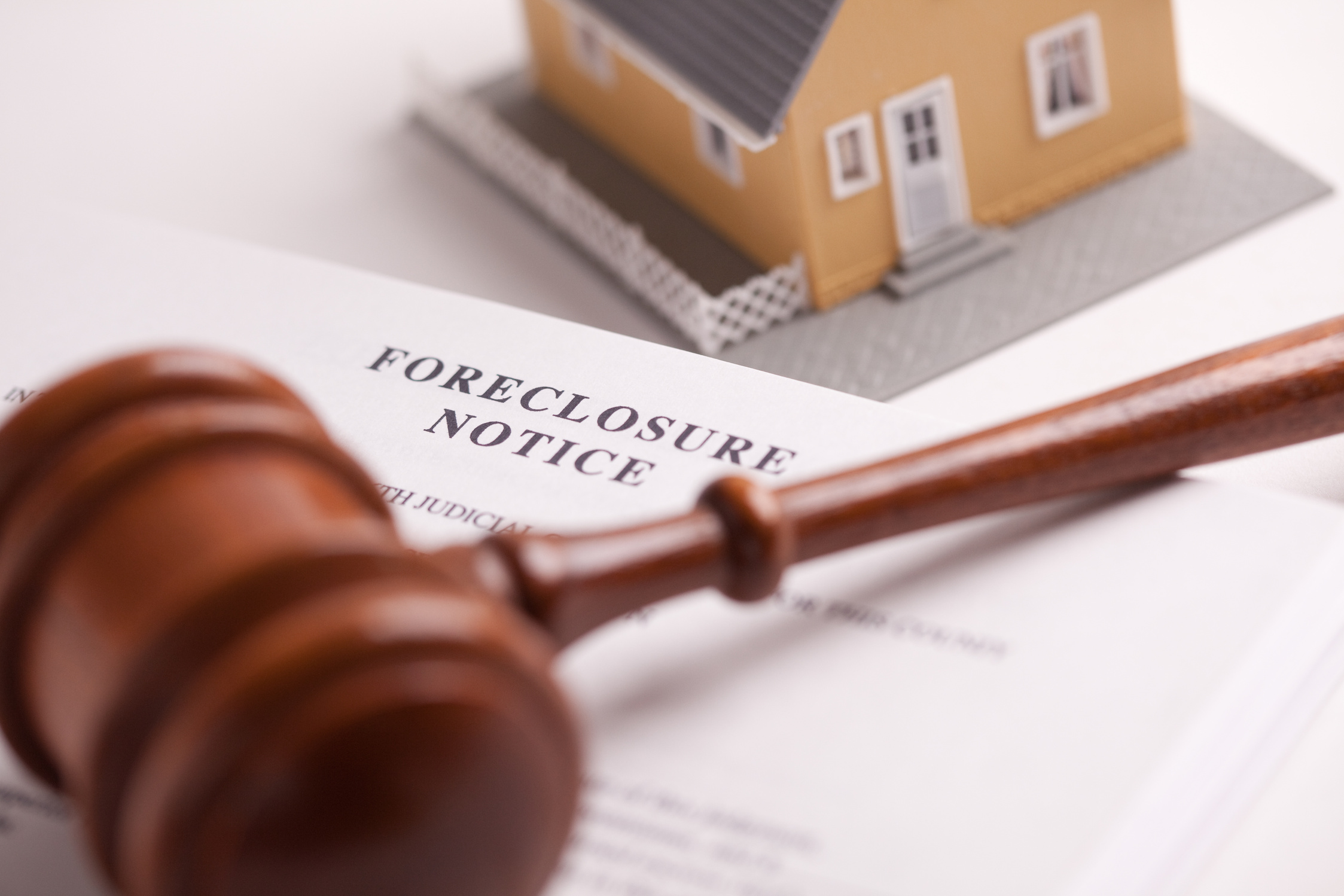 Foreclosure Notice, Gavel and Home